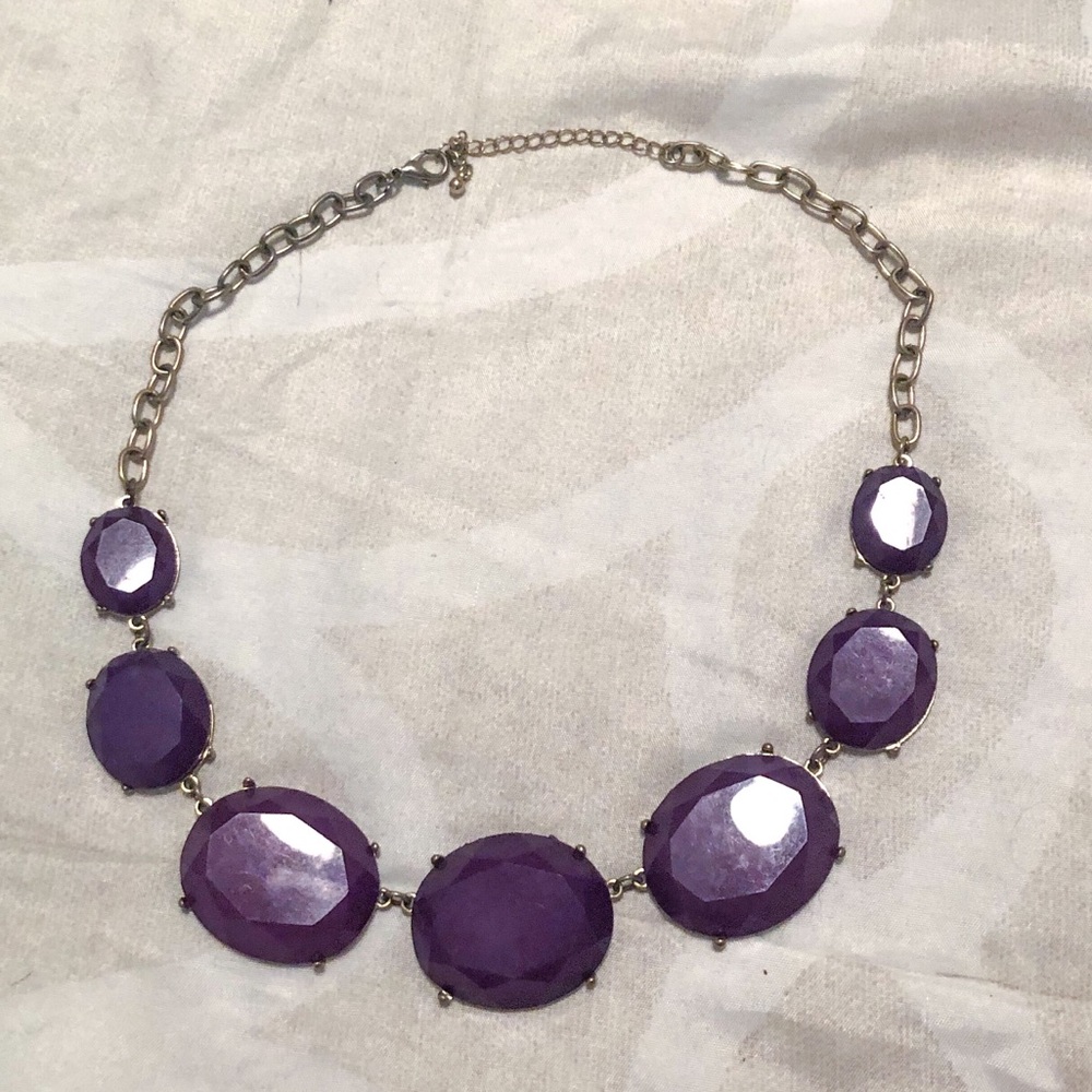 💎💎Purple & Gold Chunky Stone Statement Necklace